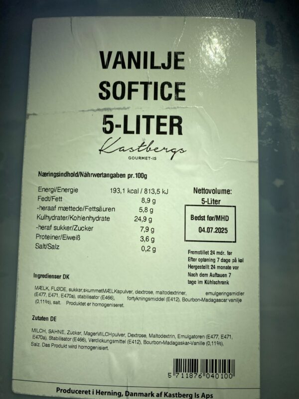 Kastberg Softice Mix, 5 ltr. Vanilje, Gourmet is, Pris pr. liter  129 kr. - Image 2