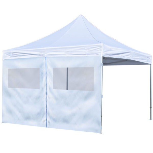 4 m. 2-delt side  med vindue til 4 x 8 m pavillon (Dørside) - Hvid