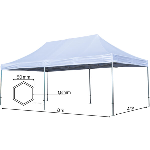 Pavillon, 4 x 8 meter, hvid
